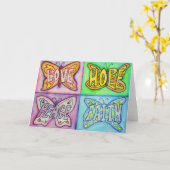 4ワード蝶の翼のアートグリーティングカードまたはノートカード カード (黄色い花)