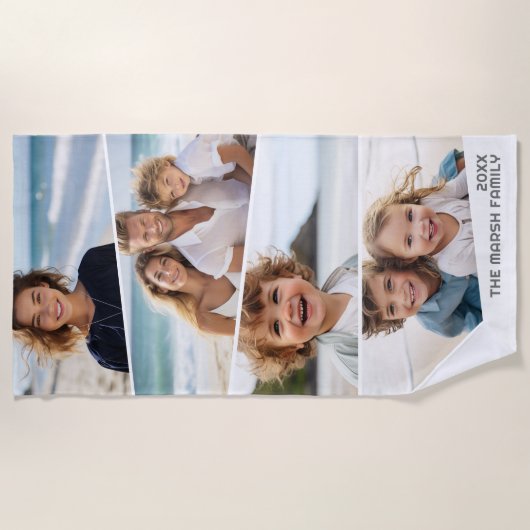 4不均等なコラージュ – ファンキー四辺形アート ビーチタオル (正面)