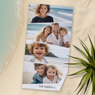 4不均等なコラージュ – ファンキー四辺形アート ビーチタオル