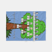 4世代フォトファミリーツリースケッチブルー フリースブランケット (正面(横))