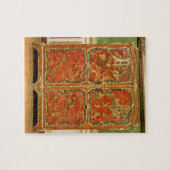 4中国趣味の赤いラッカーが付いている戸棚はeにパネルをはめます ジグソーパズル (横)