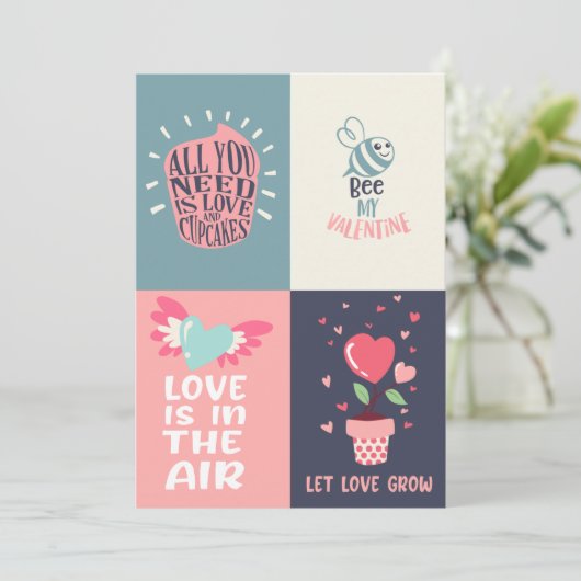 4人に1人の子どパーソナライズされたも教室のバレンタイン シーズンカード (スタンド正面)