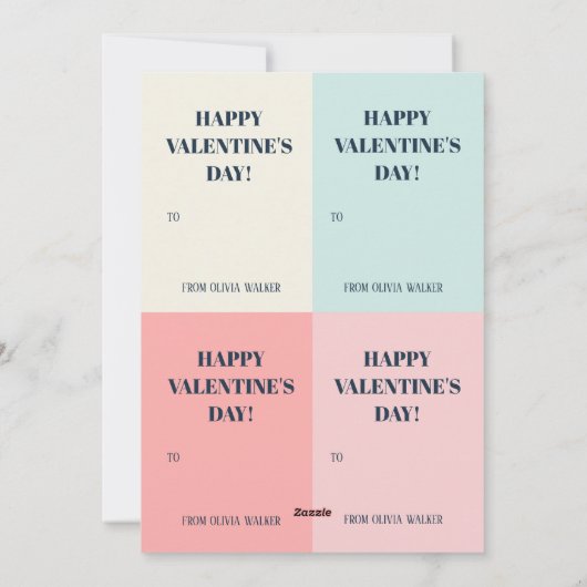 4人に1人の子どパーソナライズされたも教室のバレンタイン シーズンカード (裏面)