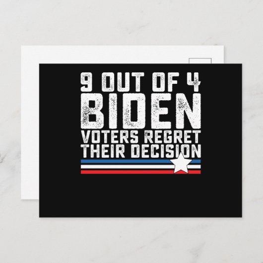 4人のうち9人のバイデン氏有権者が自分の決定を後悔している ポストカード (正面/裏面)
