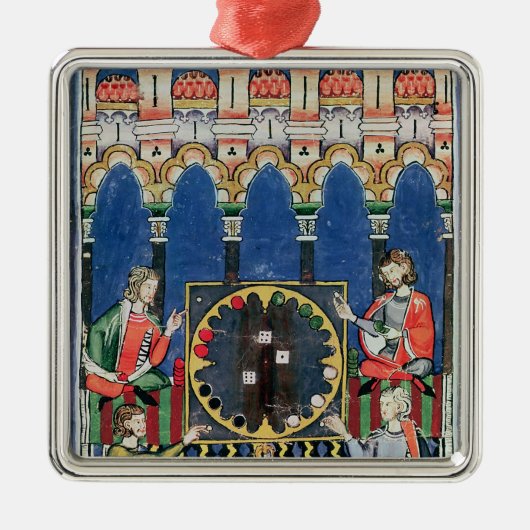 4人のアラビアバックギャモンプレーヤー メタルオーナメント (正面)