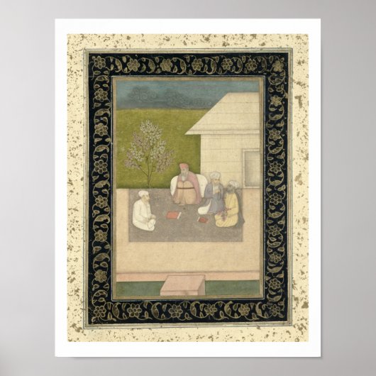 4人のイスラム教徒の神聖な男性が外で瞑想に座っている ポスター (正面)