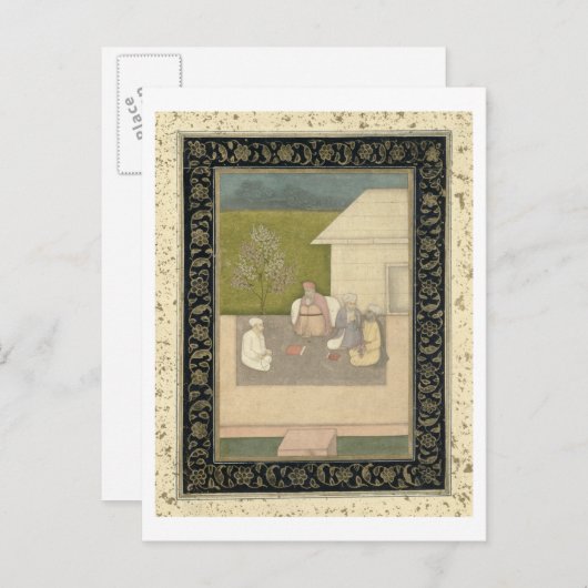 4人のイスラム教徒の神聖な男性が外で瞑想に座っている ポストカード (正面/裏面)