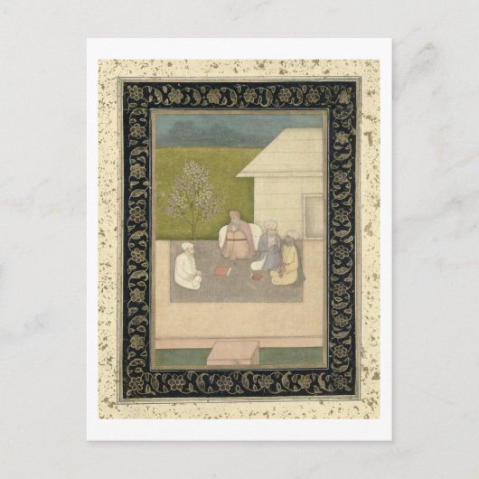 4人のイスラム教徒の神聖な男性が外で瞑想に座っている ポストカード (正面)