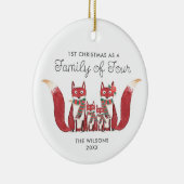 4人のキツネの家族としての最初のクリスマスパーソナライズされた セラミックオーナメント (右)