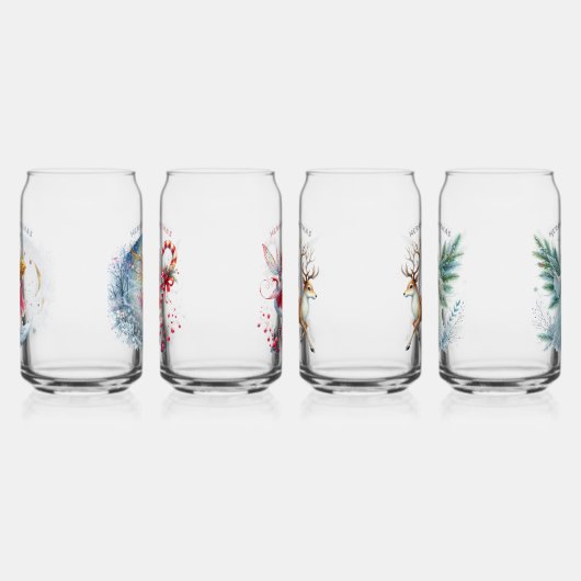 4人のクリスマス妖精のセット陽気なクリスマス ガラス缶 (右)