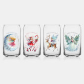 4人のクリスマス妖精のセット陽気なクリスマス ガラス缶 (正面)