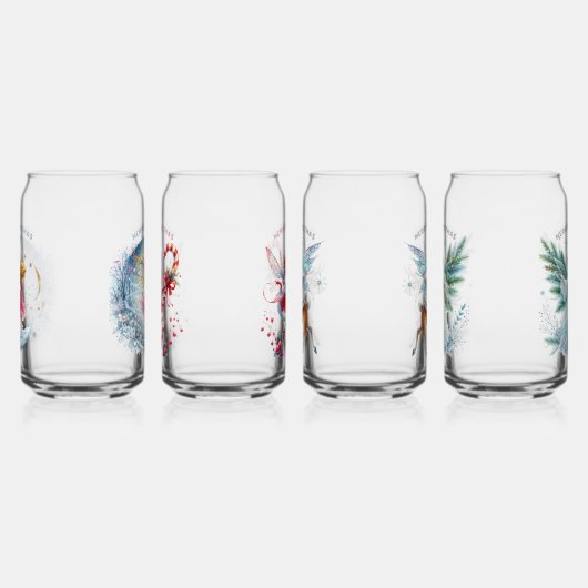 4人のクリスマス妖精のセット陽気なクリスマス ガラス缶 (左)