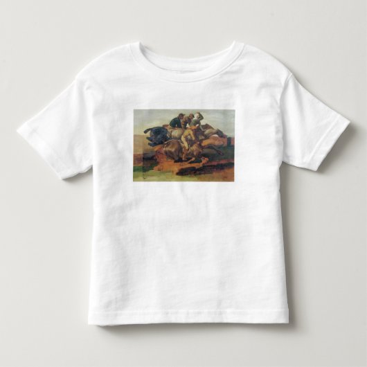 4人のジョッキーの疾走すること トドラーTシャツ (正面)