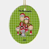 4人の家族で猫のクリスマス飾り セラミックオーナメント (右)