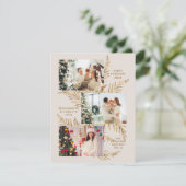 4人の家族リースクリスマス妊娠発表の喜び シーズンカード (スタンド正面)