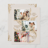 4人の家族リースクリスマス妊娠発表の喜び シーズンカード (正面/裏面)