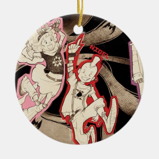 4人の小さいモンスター-グループ セラミックオーナメント (正面)