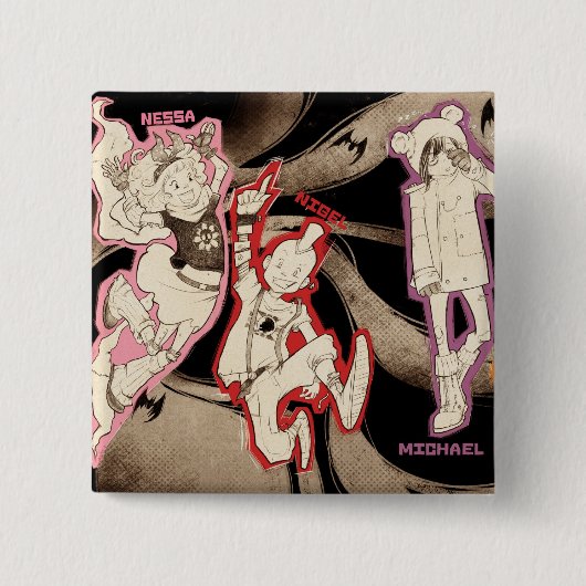 4人の小さいモンスター-グループ 缶バッジ (正面)