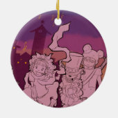 4人の小さいモンスター-夜音楽 セラミックオーナメント (裏面)