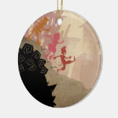 4人の小さいモンスター-町を通した歩く セラミックオーナメント (左)