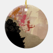 4人の小さいモンスター-町を通した歩く セラミックオーナメント (裏面)