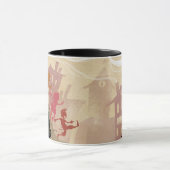 4人の小さいモンスター-町を通した歩く マグカップ (中央)