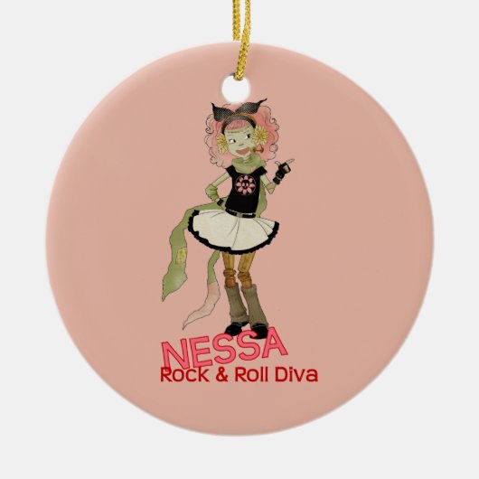 4人の小さいモンスター- Nessa セラミックオーナメント (正面)