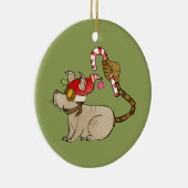 4人の小さいモンスター- Teslaの休日のロゴ セラミックオーナメント (右)