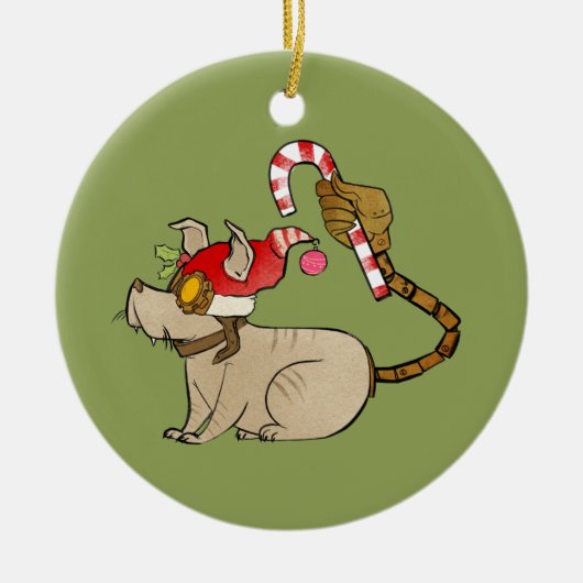 4人の小さいモンスター- Teslaの休日のロゴ セラミックオーナメント (正面)