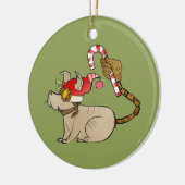 4人の小さいモンスター- Teslaの休日のロゴ セラミックオーナメント (左)