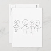 4人の棒人間 ポストカード (正面/裏面)