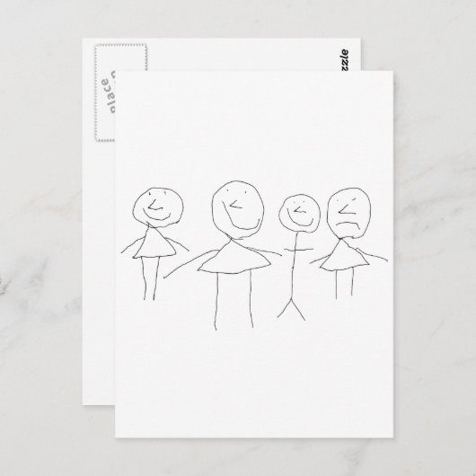 4人の棒人間 ポストカード (正面/裏面)