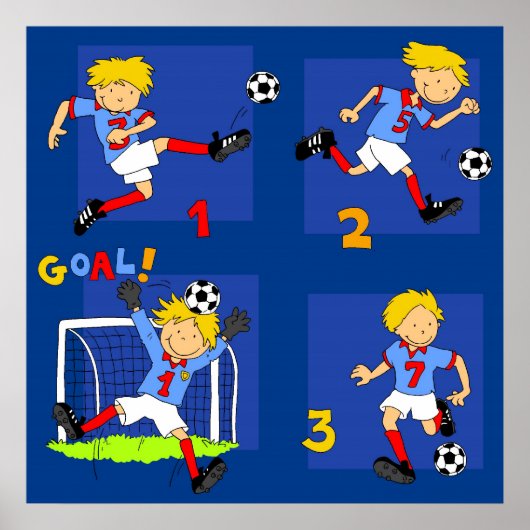 4人の男遊の子のサッカー ポスター (正面)