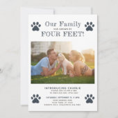 4人の足による新しい子犬の写真の発表 招待状 (正面)