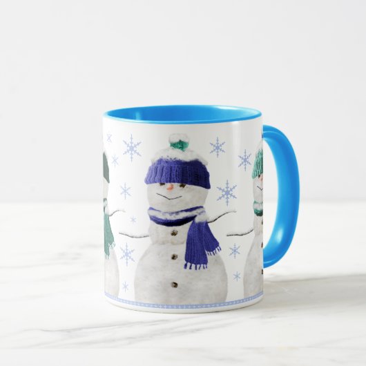 4人の雪だるまのクリスマスのマグ マグカップ (正面右)