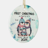 4人パーソナライズされたの初めてのクリスマス セラミックオーナメント (右)