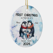4人パーソナライズされたの初めてのクリスマス セラミックオーナメント (右)