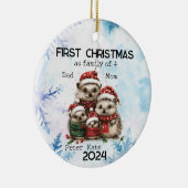 4人パーソナライズされたの初めてのクリスマス セラミックオーナメント (右)