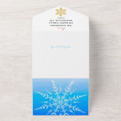 4人家族で顔をクリスマス雪だるまに追加 オールインワン招待状 (外側)