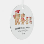 4人家族の初めてのクリスマス メタルオーナメント (正面右)