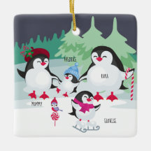 4人家族向けの名前入りかわいいペンギンのグッズ