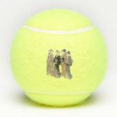 4人日本の芸者女子伝統的服タン テニスボール (裏面)