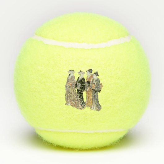 4人日本の芸者女子伝統的服タン テニスボール (裏面)