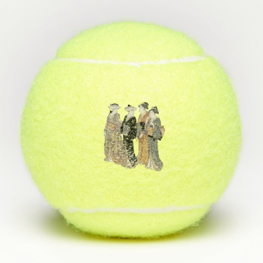 4人日本の芸者女子伝統的服タン テニスボール (正面)