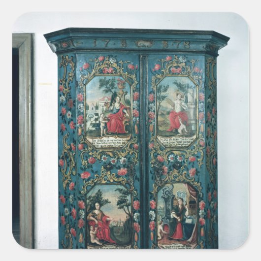 4人飾のシーンを持つワードローブ スクエアシール (正面)