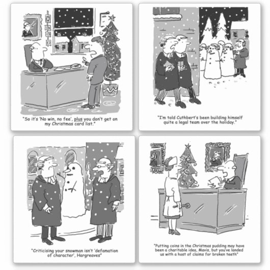 4件の法律おもしろいテーマ漫画。 シール (正面)