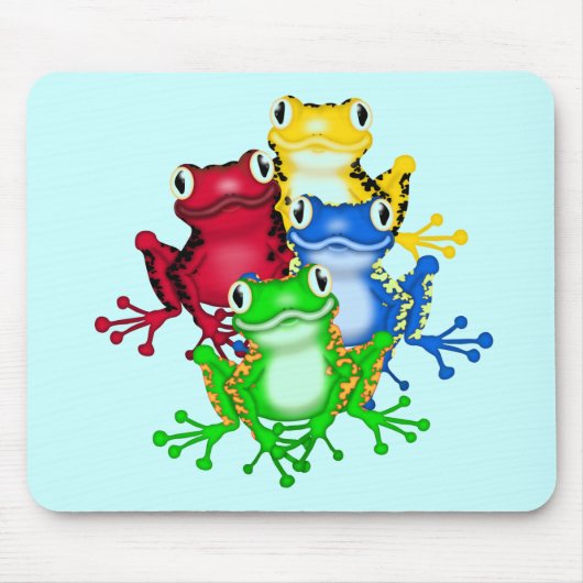 4個のカエルのTシャツおよびギフト マウスパッド (正面)