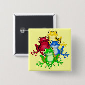 4個のカエルのTシャツおよびギフト 缶バッジ (正面&裏面)