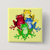4個のカエルのTシャツおよびギフト 缶バッジ (正面)