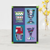 4個のコップ カード (黄色い花)